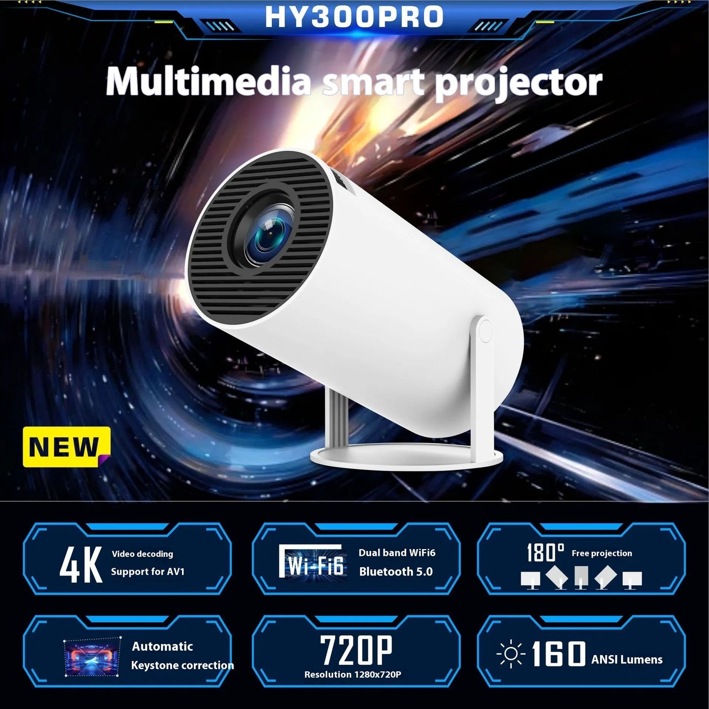 HY300 Pro Projector Home Theater Entertainment Portable Small Projector - My Store