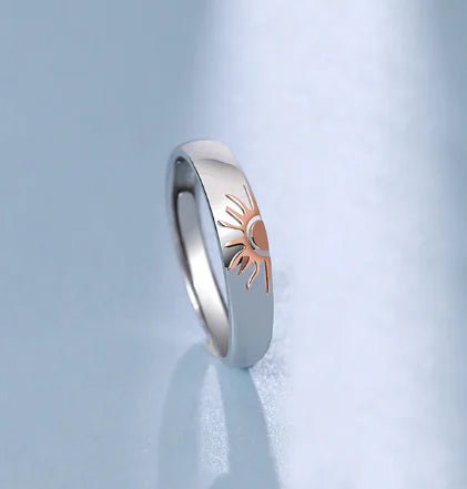 JWER Blue Drop Glaze Sun Moon Couple Rings - My Store