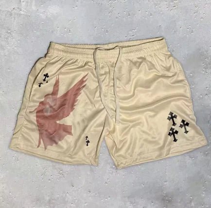 Y2K Christian Angel Cross Print Gym Shorts - My Store