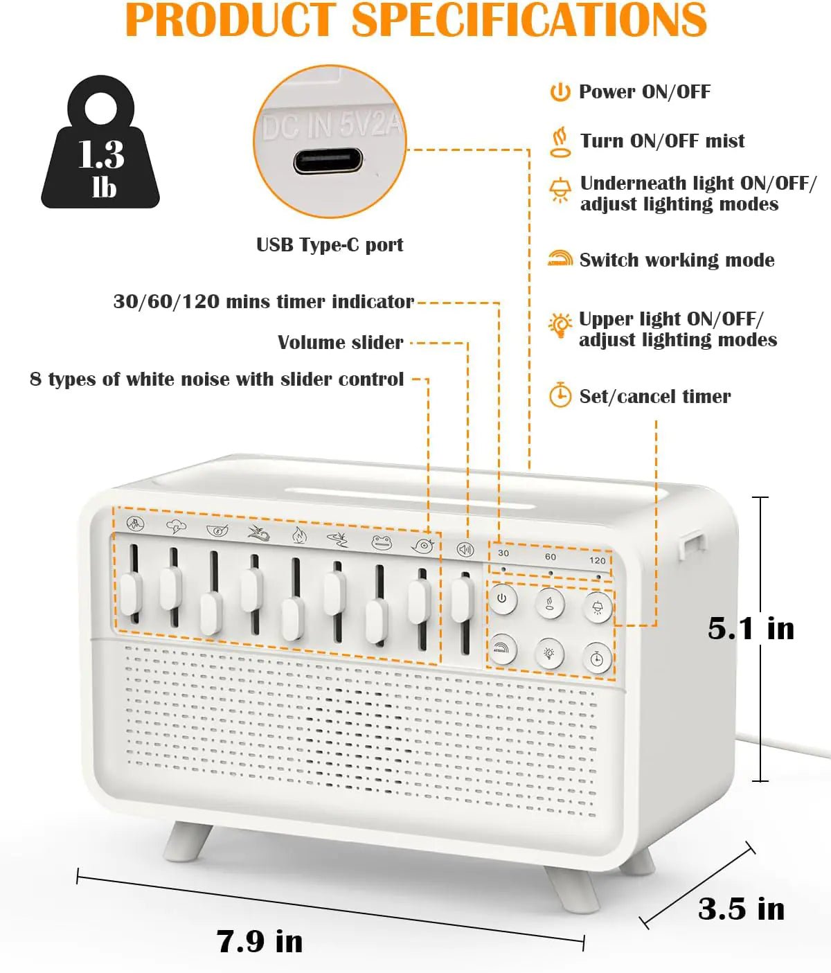 3 - in - 1 Bluetooth White Noise Speaker Humidifier - My Store