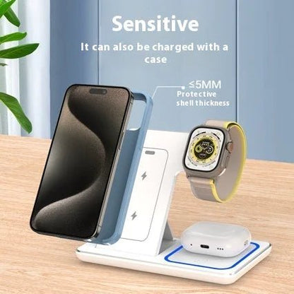 3 In 1 LED Fast Wireless Charger Stand Foldable Charging Station - My Store