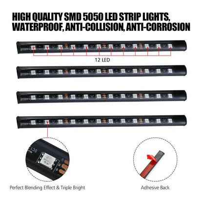 4X 48LED RGB Car Interior Atmosphere Light Strip Bar Bluetooth APP Music Control - My Store