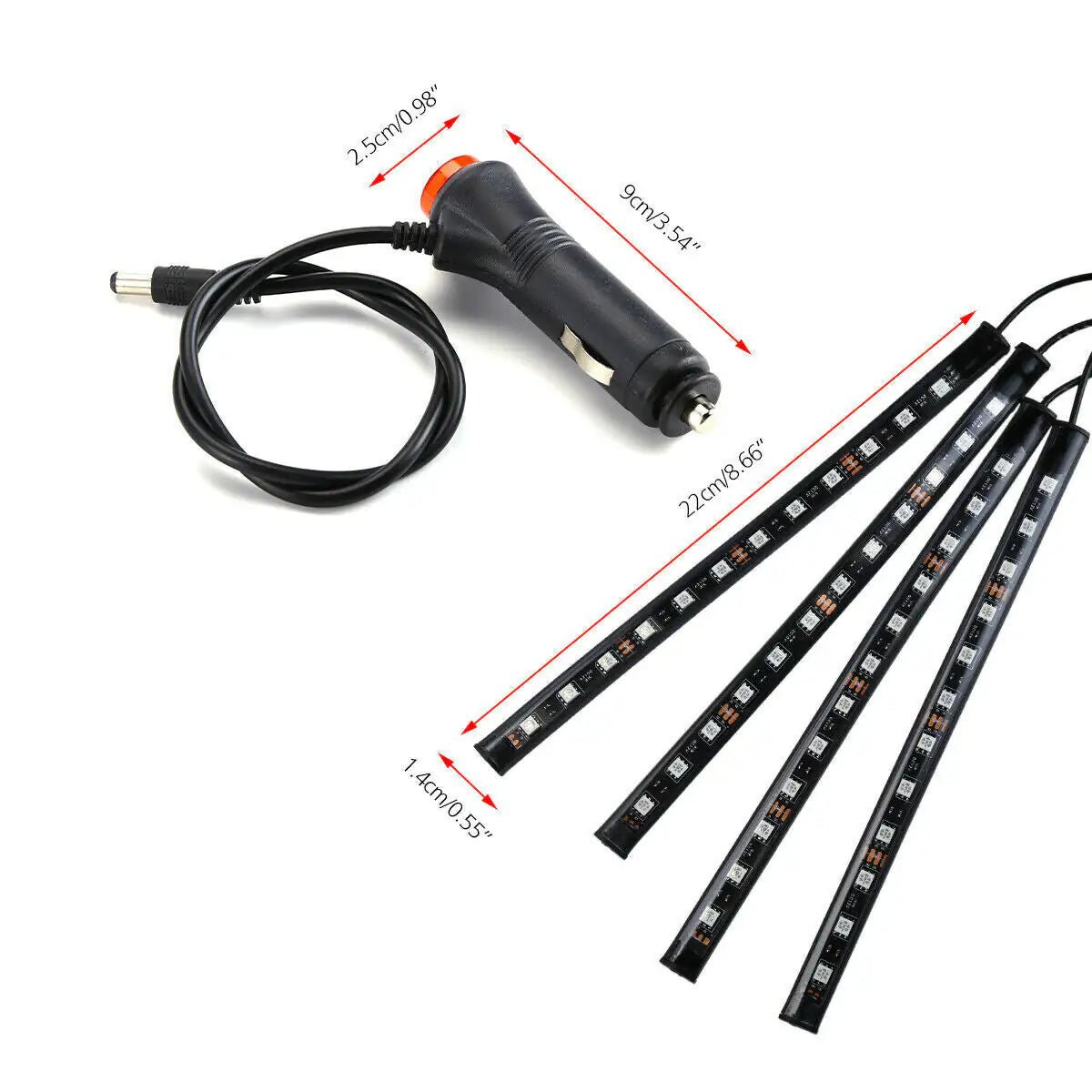 4X 48LED RGB Car Interior Atmosphere Light Strip Bar Bluetooth APP Music Control - My Store