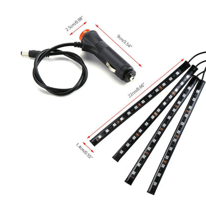 4X 48LED RGB Car Interior Atmosphere Light Strip Bar Bluetooth APP Music Control - My Store