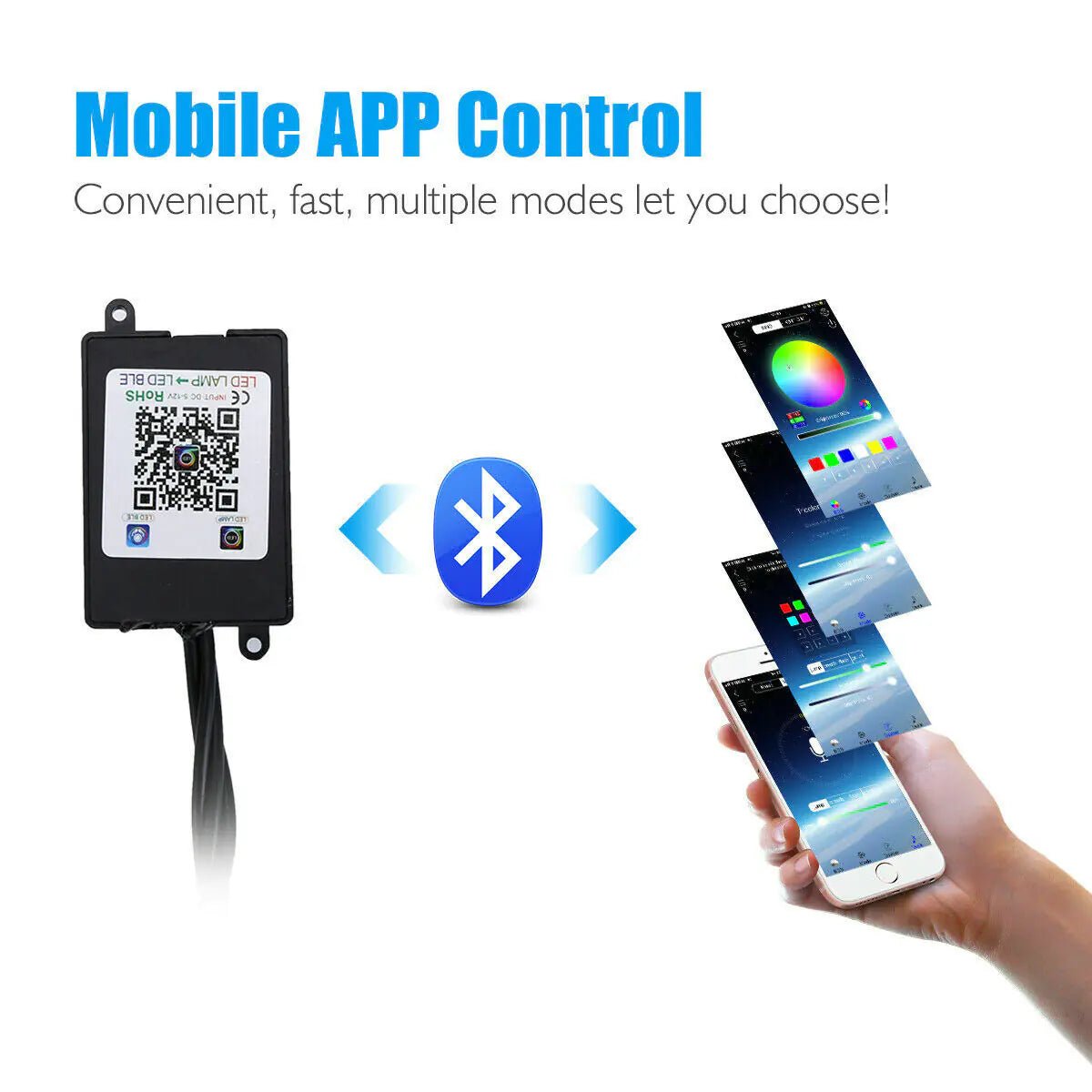 4X 48LED RGB Car Interior Atmosphere Light Strip Bar Bluetooth APP Music Control - My Store
