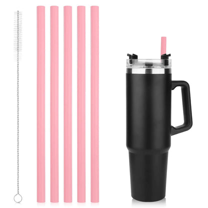 5pcs Replacement Straws for Stanley Adventure Travel Tumbler 40oz Silicone Straw with Cleaning Brush Reusable Straws for Stanley IceFlow Tumbler Stanley Flip Straw Tumbler (Pink) - My Store