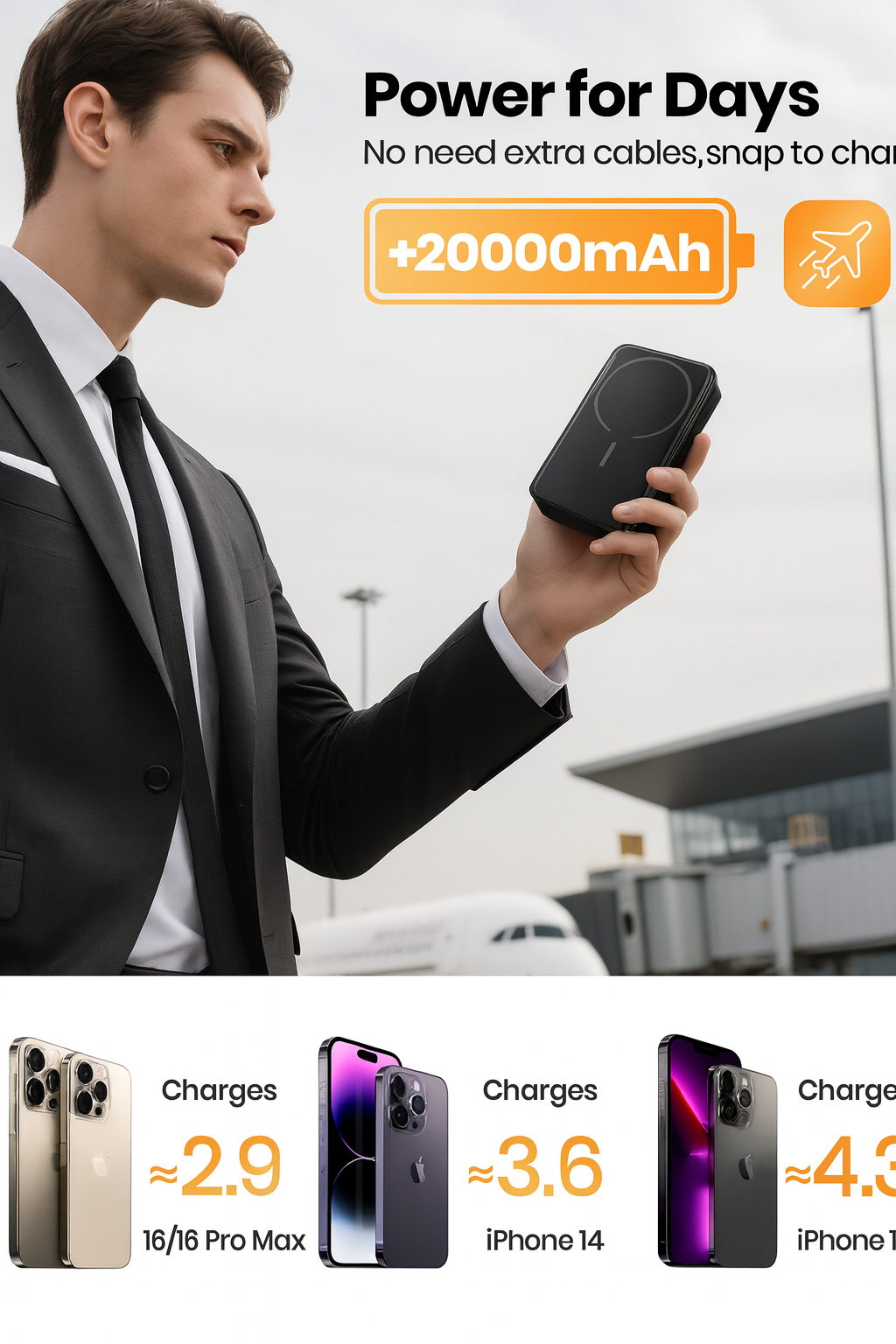 Sonix 5000mAh Wireless MagSafe Power Bank – Fast 18.5W Charging + USB-C (iPhone 12/13/14) – Black