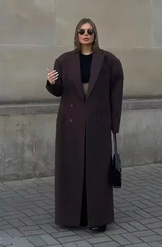 Elegant Lapel Double Breasted - pocket Wool - like Coat - My Store