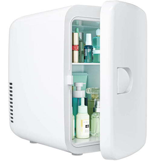 EUHOMY Mini Fridge 4 L/6 Cans AC/DC Small Refrigerator for Skincare Portable Cooler and Warmer for Skin Care Cosmetics Beverage 4L Makeup Mini Fridge for Bedroom Car Office Dorm White - My Store