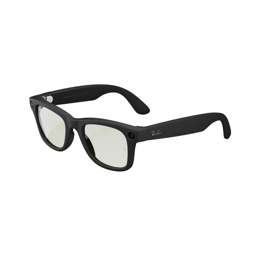 Meta Regular Square Sunglasses Wayfarer Matte Black / G15 Green Transitions Regular (Renewed) - My Store