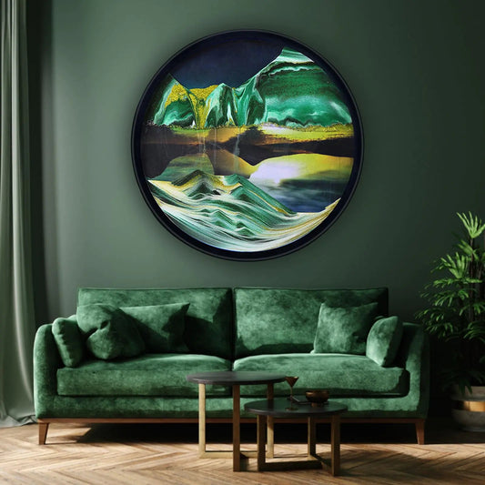 Mtadmai 24" Moving Sand Art 3D Sand Art Pictures Deep Sea Sandscape Living Room Decoration 360° Rotate Glass Crafts Solid Wood Frame Relaxing Mood Home Office Work Wall Art Decor - My Store