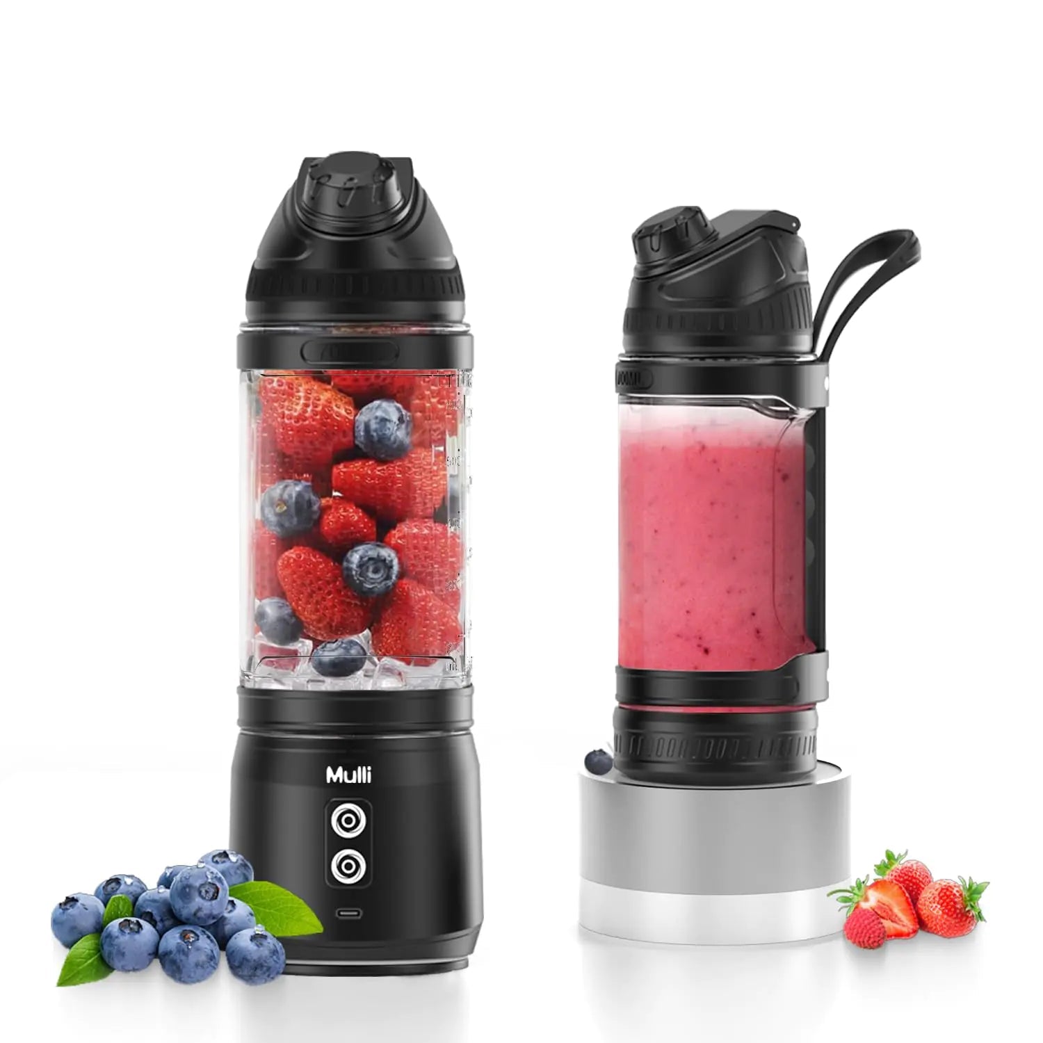 Mulli Portable Blender 24oz Travel Blender for Shakes and Smoothies USB Rechargeable Mixer with a Lid for Travel Gym - My Store