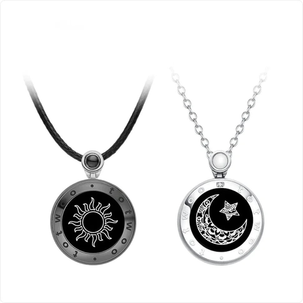 Sun & Moon Agate Pendant Couple Necklace - My Store