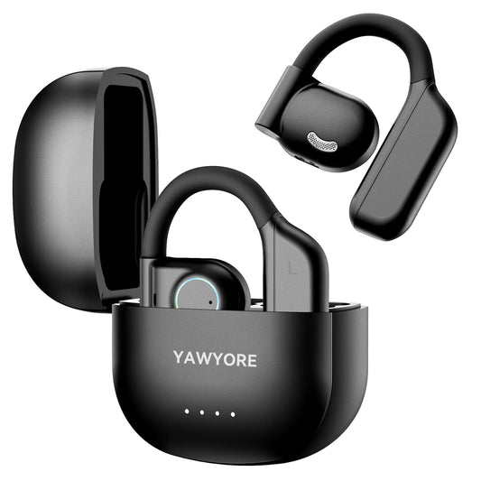 YAWYORE Open Ear Headphones Wireless Bluetooth 5.3 Earbuds with Earhooks Microphone Clear Sound60H Playtime IPX7 Waterproof Light Weight Comfortable FitSuitable for RunningWorkouts(Black) - My Store